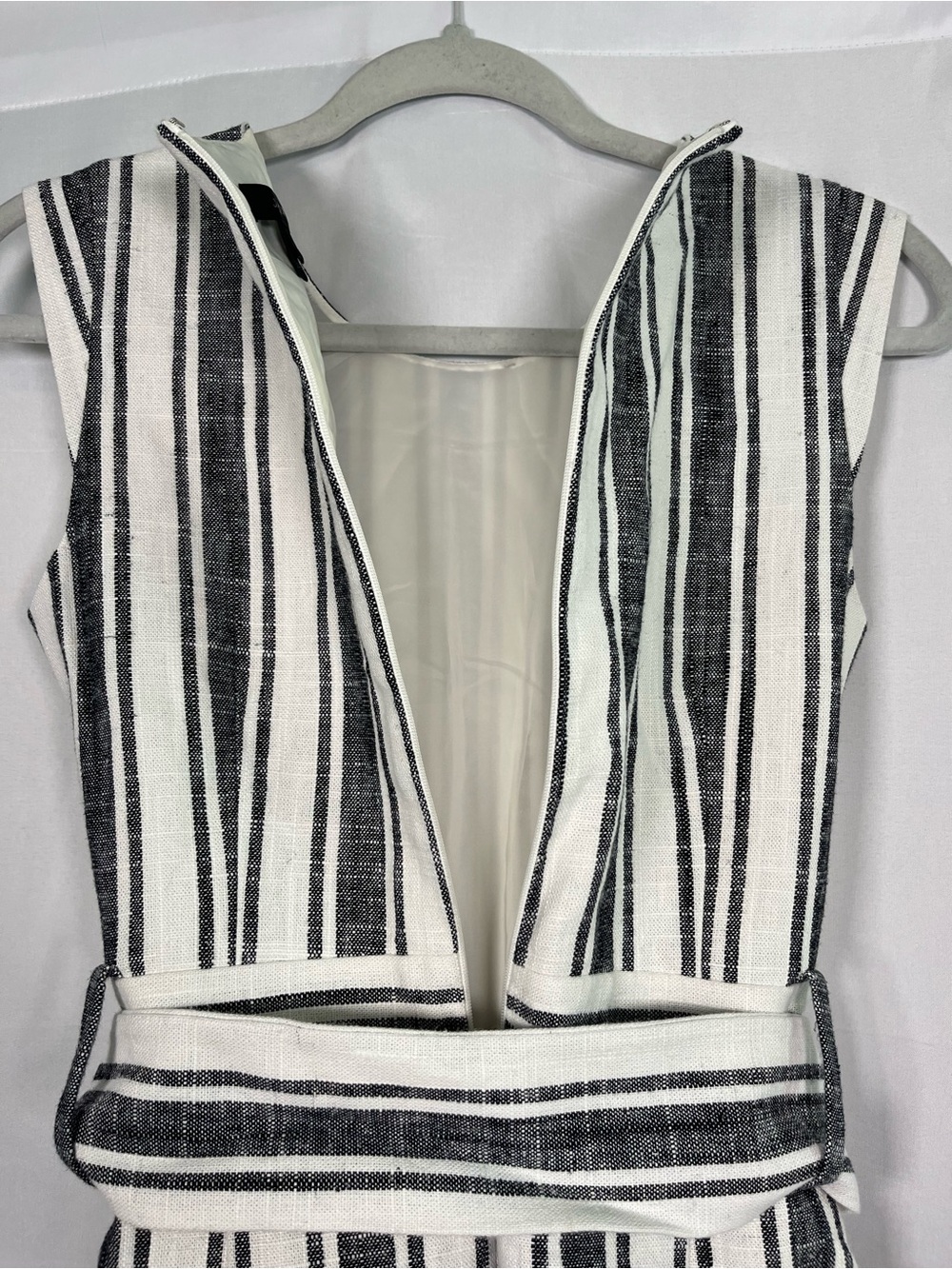 J crew striped linen blend belted fit & flare dress sz 2 coastal Americana - Picture 10 of 11